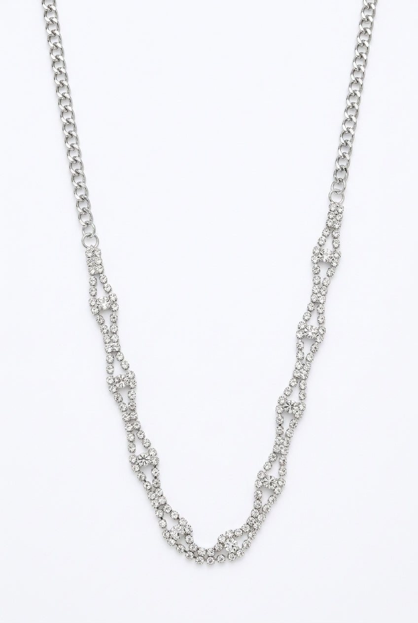 Trestles Clothing Company rhinestone hat band with a silver chain design for Western cowgirl and festival style